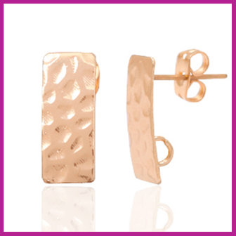 DQ metaal earpin rechthoek met oogje Rosegold