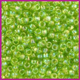 ToHo rocailles 11/0 Transparent Rainbow Lime Green