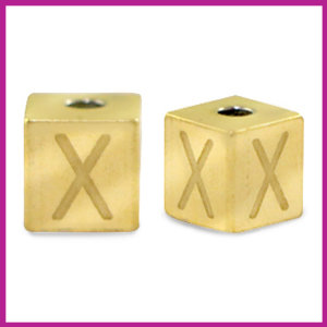 RVS stainless steel initial cube goud X