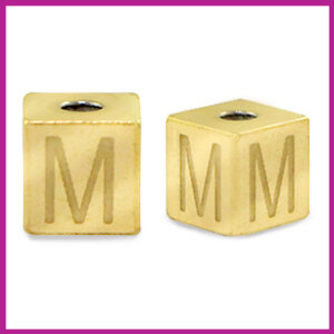 RVS stainless steel initial cube goud M