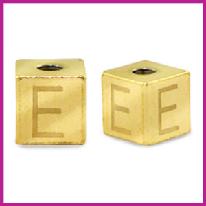 RVS stainless steel initial cube goud E