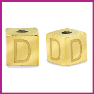 RVS stainless steel initial cube goud D