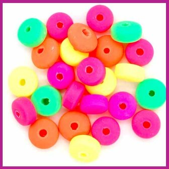 Polymeer kraal rondel 7mm mix neon 