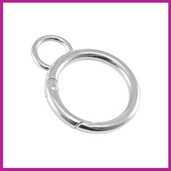 DQ metaal sleutelhanger ring 24mm met oog antiek zilver