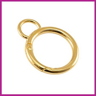 DQ metaal sleutelhanger ring 24mm met oog goud