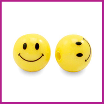 Acryl kralen smiley geel