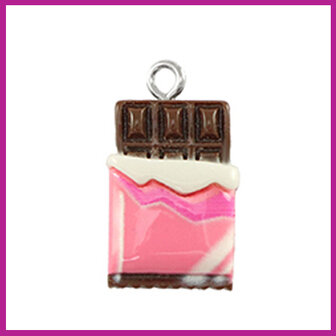 Resin hanger chocoladereep bruin-roze