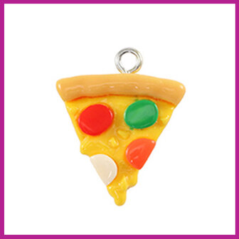 Resin hanger pizza punt geel