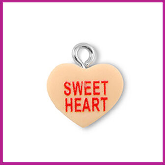 Resin hanger hart &quot;SWEET HEART&quot; licht oranje-rood