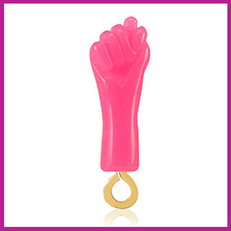 Resin hanger hart &quot;Mano Fico&quot; neon roze-goud