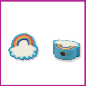 Polymeer kraal regenboog blauw-wit