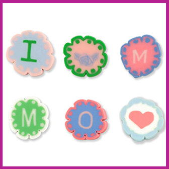 Polymeer kralenmix &quot;I LOVE MOM&quot; multicolor light