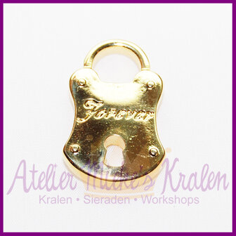 DQ Metaal Hanger Slot &quot;Forever&quot; 18x30mm Goud