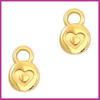 DQ metaal bedel rond 6mm heart Goud